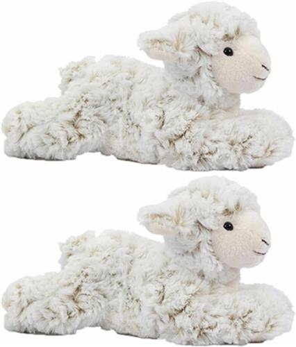 Set van 2x stuks pluche schapen/lammetjes knuffel liggend 22 cm - Boerderij knuffelbeesten