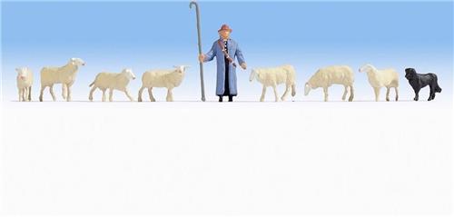 NOCH 15748 H0 Schapen en herder figuren Geverfd, Staand