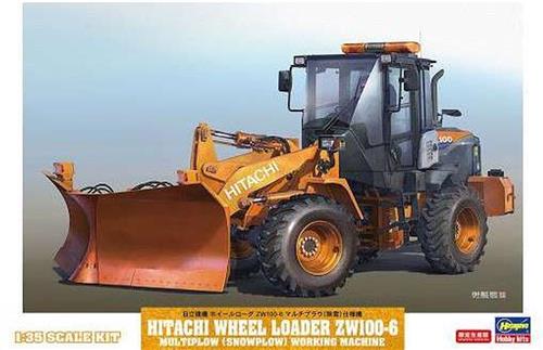 1:35 Hasegawa 66102 Hitachi Wheel Loader ZW100-6 Multiplow (Snowplow) Plastic Modelbouwpakket