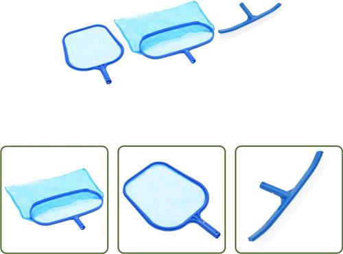 The Living Store Zwembadreinigingsset - 2 bladskimmers en 1 wandborstel - ABS - Voor alle opzetzwembaden (excl - stalen wanden)