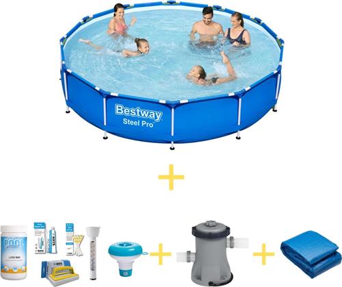 Bestway Zwembad - Steel Pro - 366 x 76 cm - Inclusief WAYS Onderhoudspakket, Filterpomp & Grondzeil