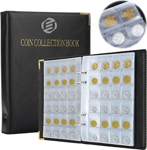 Equivera Muntenalbum - Muntenverzamelmap - Munten Verzamelmap - Munten Verzameling Opbergsysteem - Muntenmap - Muntenhouders - Munten Opbergbladen - Munten Opbergen - Geld Verzamelmap - Geldalbum - Geldmap