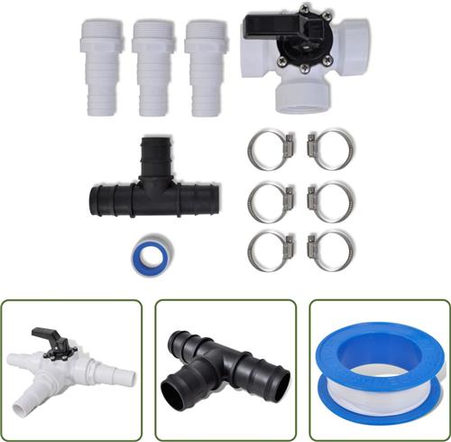 The Living Store Zonnecollector Bypass Kit - Kunststof - Ventiel - T-connector - Klemmen - Buisaansluitingen