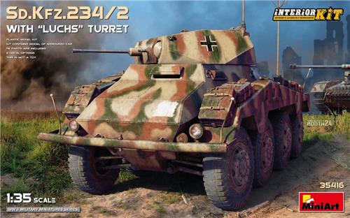 1:35 MiniArt 35416 Sd.Kfz.234/2 met Luchs Turret en Volledig Interieur Plastic Modelbouwpakket