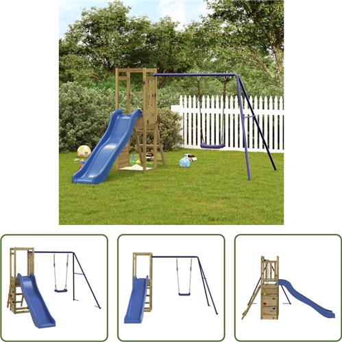 The Living Store Multi-activiteitencentrum - 237 x 321 x 169 cm - Duurzaam grenenhout - Stevig frame - Veilig ontwerp - Inclusief speeltoren - enkele schommel en golvende glijbaan