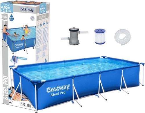 Bestway Steel Pro - zwembad - 400x211x81 cm - opzetzwembad - met filterpomp