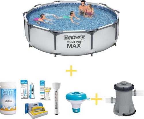 Bestway Zwembad - Steel Pro MAX - 305 x 76 cm - Inclusief WAYS Onderhoudspakke & Filterpomp