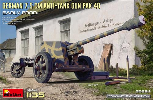 1:35 MiniArt 35394 German 7.5CM Anti-Tank Gun PAK 40. Early Prod. Plastic Modelbouwpakket