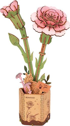 Robotime Pink Carnation TW051 - Knutselen - DIY - Houten bouwpakket - Volwassenen - Bloemen - Creatief