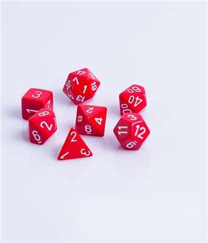 Polydice 7 Dobbelstenenset Rood met Wit