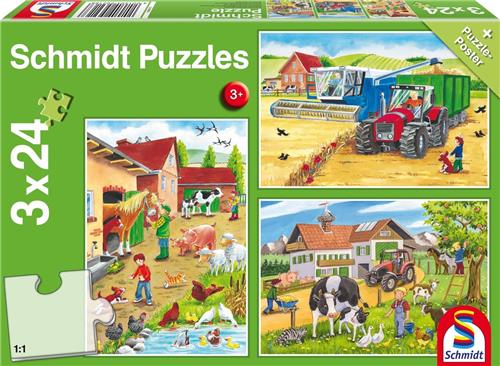 Schmidt 3-in-1 Puzzel Op De Boerderij Junior Karton Groen