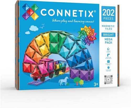 CONNETIX - Magnetisch Tegels - Bright Mega-Pakket - 202 Stuks - Magnetisch Speelgoed