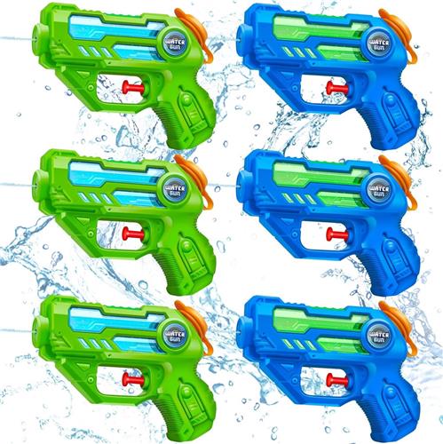 Waterpistool Kinderen - 6 Stuks - van 3-6 Jaar - Waterpistooltjes Klein - Watergeweer - Waterblaster - Watergevecht - Buitenspeelgoed - Zomerspeelgoed - Waterspeelgoed - 90 ml - Blauw/Groen - van Imperatoris