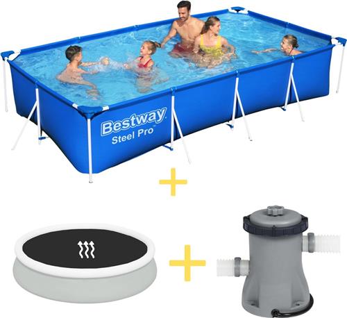 Bestway Zwembad - Steel Pro - 400 x 211 x 81 cm - Inclusief Solarzeil & Filterpomp