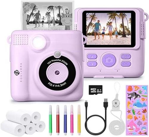 Equivera Kindercamera met Foto Printer - Kindercamera - Printcamera - Digitale Camera Kinderen - Speelgoed Camera