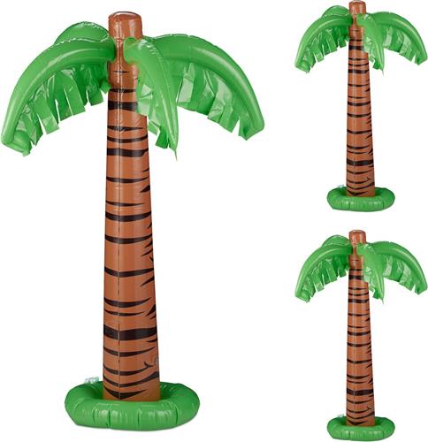 opblaasbare palm set van 3 - zwembad - strand - 80 cm - groen-bruin