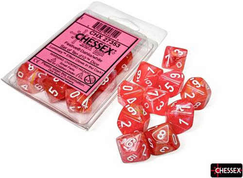 Chessex dobbelstenen set D10 Dahlia wit Luminary - 10 stuks gaming.
