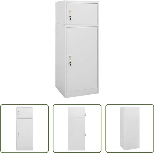 The Living Store - Lockerkast - Staal - 53x53x140 cm - Lichtgrijs