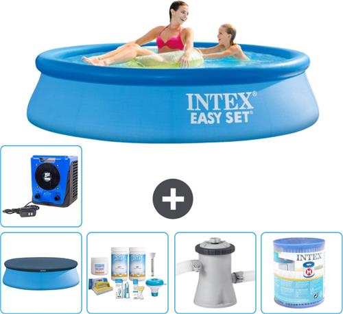 Intex Rond Opblaasbaar Easy Set Zwembad - 244 x 61 cm - Blauw - Inclusief Afdekzeil - Onderhoudspakket - Zwembadfilterpomp - Filter - Warmtepomp