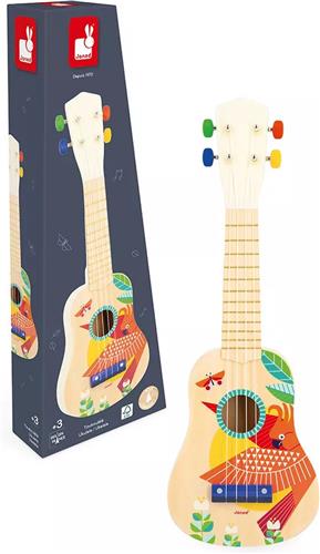 Janod Gioia - Ukelele - Met 4 Nylon Snaren En Set Reservesnaren - Kleine Houten Gitaar - Geschikt Vanaf 3 Jaar