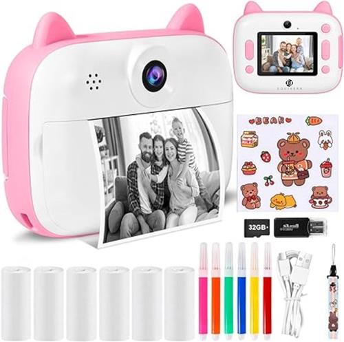 Equivera Kindercamera met Foto Printer - Kindercamera - Printcamera - Digitale Camera Kinderen - Speelgoed Camera
