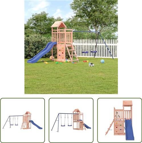 The Living Store speeltoestel - Speeltoren met schommel en glijbaan - Massief douglashout - 505 x 186 x 214 cm