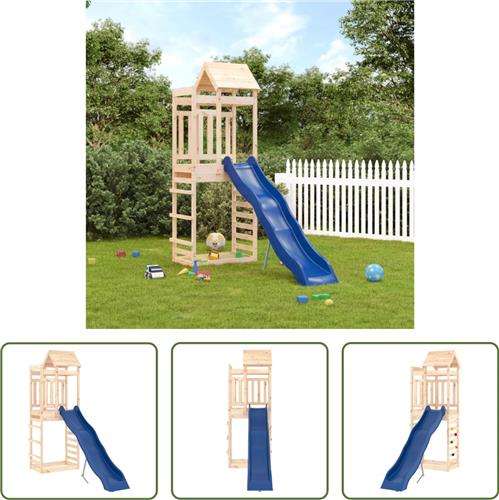 The Living Store Speeltoren - Massief grenenhout - 237 x 90 x 239 cm - Met klimwand - glijbaan en zandbak - 3-8 jaar