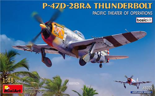 1:48 MiniArt 48022 P-47D-28RA Thunderbolt Vliegtuig - Pacific Theater of Operations - Basic Kit Plastic Modelbouwpakket