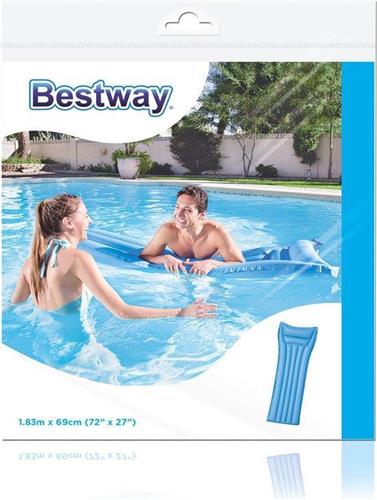 Opblaasbaar Zwembed - Zwemmatras - Luchtbed - Waterbed - Waterluchtbed - Mat Blauw - 183 x 69 cm