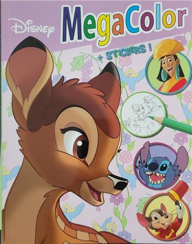 Kleurboek Megacolor met stickers Bambi Stirch Prinsessen Lion King
