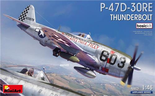 1:48 MiniArt 48023 P-47D-30RE Thunderbolt Plane - Basic Kit Plastic Modelbouwpakket
