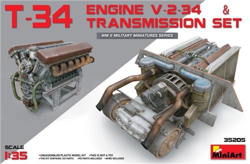 Miniart - T-34 Enginev-2-34 & Transmission Set (Min35205) - modelbouwsets, hobbybouwspeelgoed voor kinderen, modelverf en accessoires