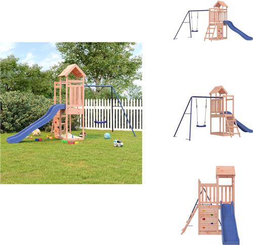 vidaXL Speelhuis - Speelhuizen - Buitenspeelsets - Speelset - Speelhuis met glijbaan schommel klimwand massief douglashout