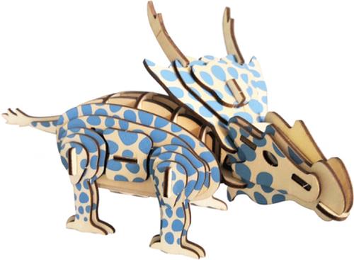 Bouwpakket 3D Puzzel Achelousaurus Dino Dinosaurus van hout- gekleurd