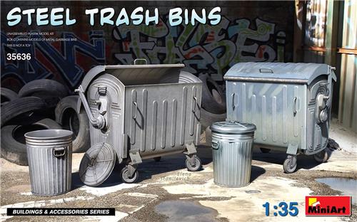 1:35 MiniArt 35636 Steel Trash Bins Plastic Modelbouwpakket