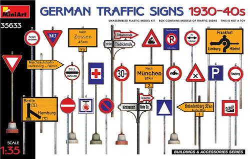 1:35 MiniArt 35633 German Traffic Signs 1930-40s Plastic Modelbouwpakket