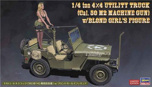 1:24 Hasegawa 52283 4X4 Truck with M2 Machinegun and Lady Figure Plastic Modelbouwpakket