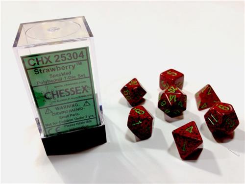 Chessex dobbelstenen set, 7 polydice, Speckled Strawberry
