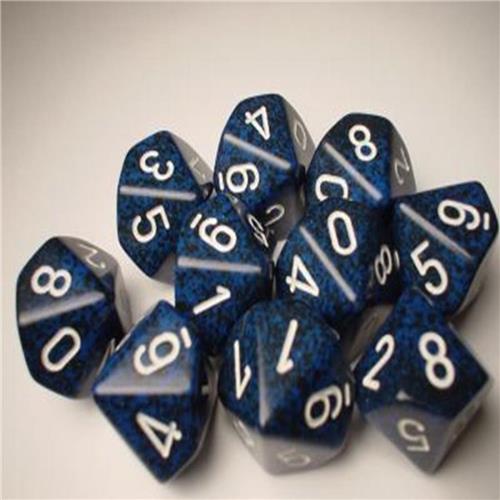 Chessex Stealth Speckled D10 Dobbelsteen Set (10 stuks)