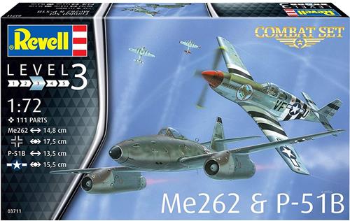 1:72 Revell 03711 Combat Set Messerschmitt Me262 & P-51B Mustang Plastic Modelbouwpakket