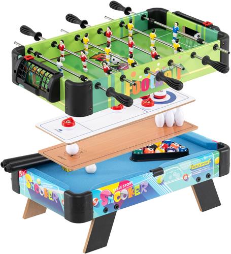 COSTWAY 4-in-1 Multifunctionele Speltafel, Mini Tafelvoetbal voor Kinderen & Volwassenen