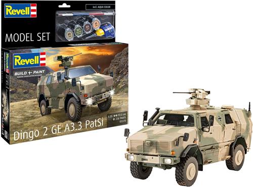 Revell Modelbouwpakket Militaire voertuigen - 63370 Dingo 2 GE A3.3 PatSi - Duits Gepantserd Patrouillevoertuig - Model Set Plastic - 1:35 - Modelbouw