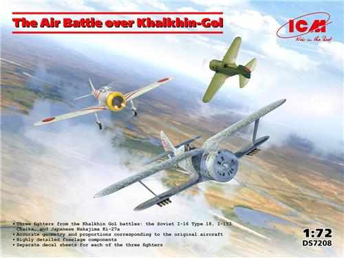 ICM Modelbouwpakket Vliegtuigen - DS7208 The Air Battle over Khalkhin-Gol 1939 - Ki-27a - I-16 Type 18 - I-153 Chaika - 3 Vliegtuigen Plastic - 1:72 - Modelbouw