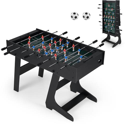 COSTWAY Tafelvoetbal, Inklapbaar Voor 2-4 Spelers, 120 Cm, Met 22 Speelfiguren, Ballen En 2 Puntentellers, Ruimtebesparend Houten Professionele Tafelvoetbal Voor Kinderen En Volwassenen