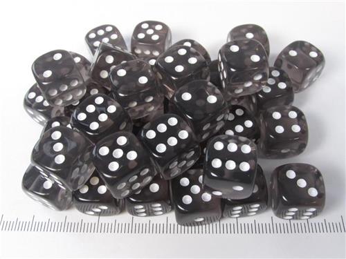 Chessex 36 x D6 Set Translucent 12mm - Smoke/White