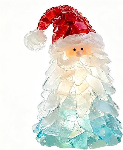 DIY Zeeglas Kerstman Decoratieset voor Beginners - Compleet Pakket met Zeeglasstukjes, Warme Sfeerverlichting en Stapsgewijze Handleiding - Kuststijl Handgemaakt Knutselproject - Set B