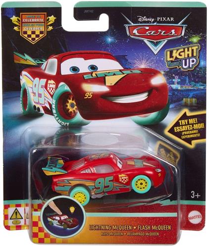 Disney Cars auto Bliksem Lightning McQueen Light Up Car - voertuig 7 cm schaal 1:55