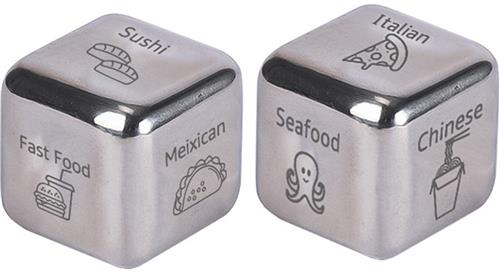 Eetkeuze- Dobbelsteen - Zilverkleurig - 2,5 cm  Food Decision Dice - 1 dobbelsteen - 6 keuzes - Wat eten we vandaag? - CHPN