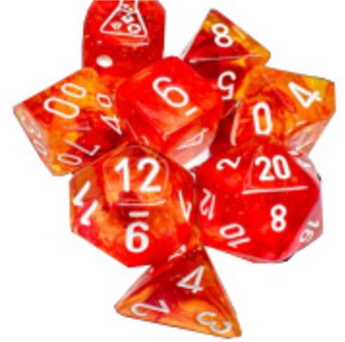 Chessex dobbelstenen set Nebula Molten wit polyhedraal 7 stuks bonus.
