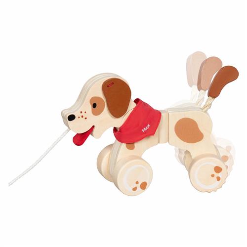 Goki Trekdier - Hond houten speelgoed trekfiguur.